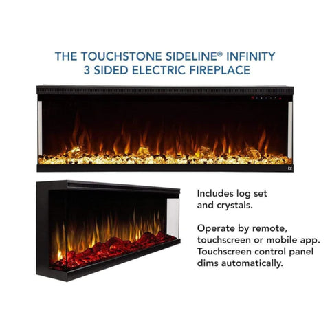 Image of Touchstone Sideline Infinity 72" 3-Sided WiFi Enabled Smart Recessed Electric Fireplace | 80051 - (Alexa/Google Compatible)
