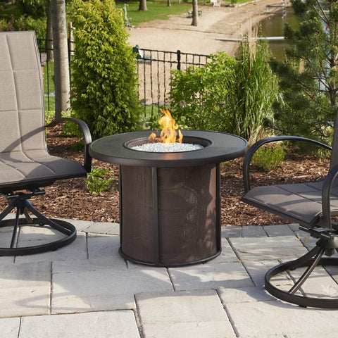 The Outdoor GreatRoom Company Stonefire 31-Inch Round Propane Gas Fire Pit Table - Brown - SF-32-K - Fire Pit Table - The Outdoor GreatRoom Company - ElectricFireplacesPlus.com