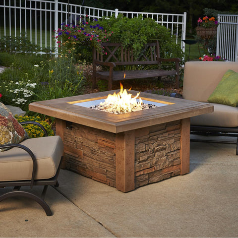 The Outdoor GreatRoom Company Sierra 43-Inch Square Propane Gas Fire Pit Table - Mocha - SIERRA-2424-M-K - Fire Pit Table - The Outdoor GreatRoom Company - ElectricFireplacesPlus.com