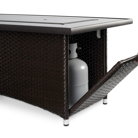 Image of The Outdoor GreatRoom Company Montego 59-Inch Linear Propane Gas Fire Pit Table - Basalm Brown - MG-1242-BLSM-K - Fire Pit Table - The Outdoor GreatRoom Company - ElectricFireplacesPlus.com