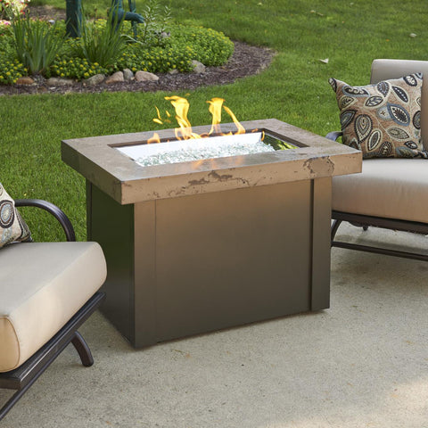 Image of The Outdoor GreatRoom Company Providence 32-Inch Rectangular Natural Gas Fire Pit Table - Brown - PROV-1224-MNB-K-NG - Fire Pit Table - The Outdoor GreatRoom Company - ElectricFireplacesPlus.com