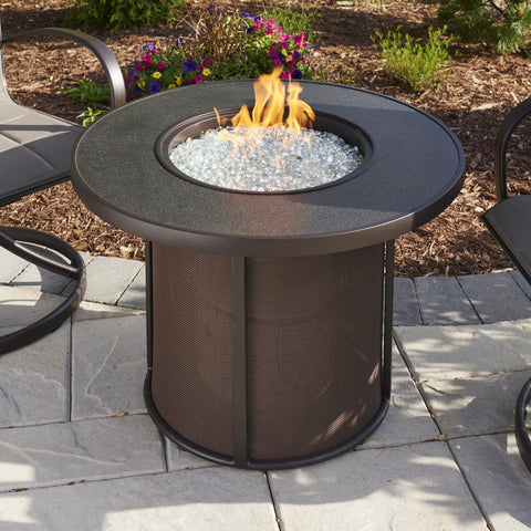 The Outdoor GreatRoom Company Stonefire 31-Inch Round Propane Gas Fire Pit Table - Brown - SF-32-K - Fire Pit Table - The Outdoor GreatRoom Company - ElectricFireplacesPlus.com