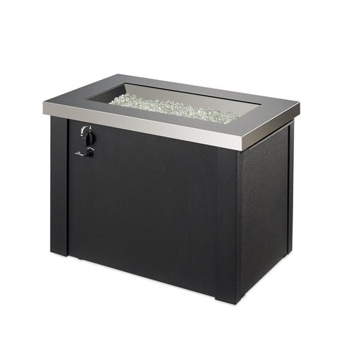 Image of The Outdoor GreatRoom Company Providence 32-Inch Rectangular Natural Gas Fire Pit Table - Stainless Steel - PROV-1224-SS-NG - Fire Pit Table - The Outdoor GreatRoom Company - ElectricFireplacesPlus.com