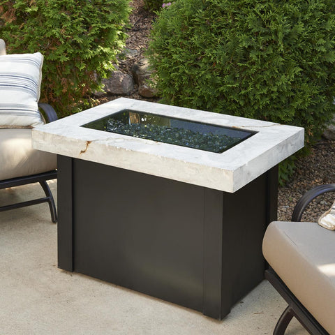 Image of The Outdoor GreatRoom Company Providence 32-Inch Rectangular Natural Gas Fire Pit Table - White - PROV-1224-WO-K-NG - Fire Pit Table - The Outdoor GreatRoom Company - ElectricFireplacesPlus.com