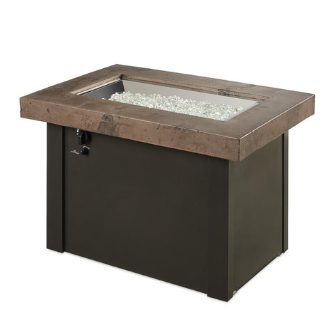 Image of The Outdoor GreatRoom Company Providence 32-Inch Rectangular Natural Gas Fire Pit Table - Brown - PROV-1224-MNB-K-NG - Fire Pit Table - The Outdoor GreatRoom Company - ElectricFireplacesPlus.com