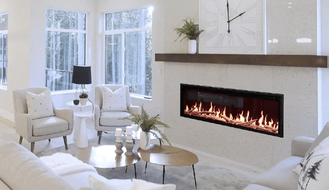 Image of Modern Flames Orion Slim 76" Virtual Fireplace | Built-In Or Wall Mounted | Single Sided | OR76-SLIM | Tall Flame Upgrade Included