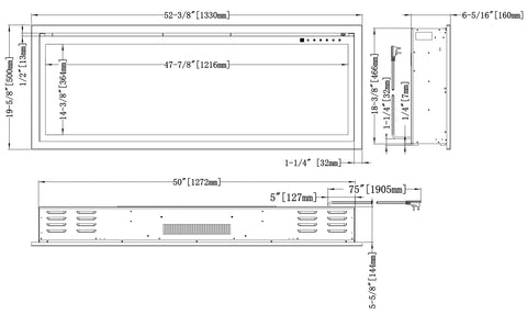 Image of Modern Flames Orion Slim 52" Virtual Fireplace | Built-In Or Wall Mounted | Single Sided | OR52-SLIM | Tall Flame Upgrade Included