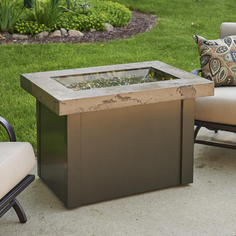 Image of The Outdoor GreatRoom Company Providence 32-Inch Rectangular Natural Gas Fire Pit Table - Brown - PROV-1224-MNB-K-NG - Fire Pit Table - The Outdoor GreatRoom Company - ElectricFireplacesPlus.com