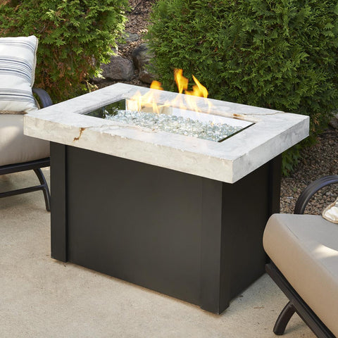 Image of The Outdoor GreatRoom Company Providence 32-Inch Rectangular Natural Gas Fire Pit Table - White - PROV-1224-WO-K-NG - Fire Pit Table - The Outdoor GreatRoom Company - ElectricFireplacesPlus.com