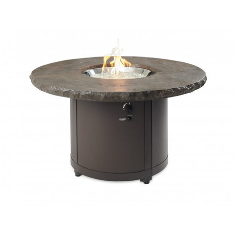 Image of The Outdoor GreatRoom Company Marbleized Noche Beacon Round Gas Fire Pit Table | BC-20-MNB