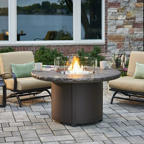 Image of The Outdoor GreatRoom Company Marbleized Noche Beacon Round Gas Fire Pit Table | BC-20-MNB