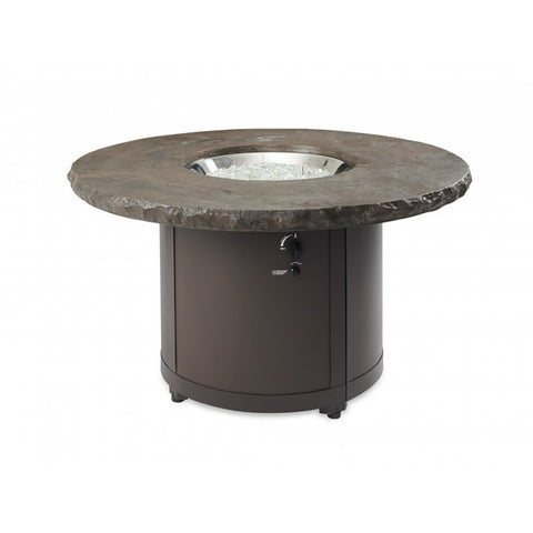 Image of The Outdoor GreatRoom Company Marbleized Noche Beacon Round Gas Fire Pit Table | BC-20-MNB