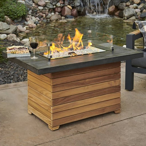 Image of The Outdoor GreatRoom Company Darien Rectangular Gas Fire Pit Table with Everblend Top | DAR-1224-EBG-K
