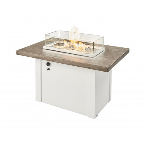 Image of The Outdoor GreatRoom Company Driftwood Havenwood Rectangular Gas Fire Pit Table with White Base | HVDW-1224-K