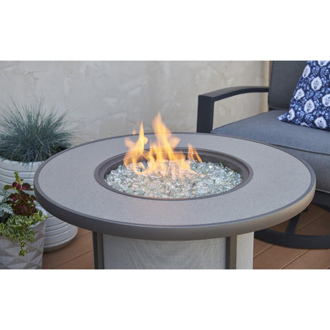 Image of The Outdoor GreatRoom Company Grey Stonefire Round Gas Fire Pit Table | SF-32-GRY-K