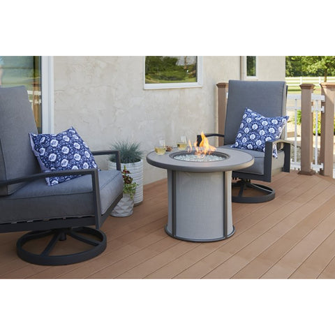 Image of The Outdoor GreatRoom Company Grey Stonefire Round Gas Fire Pit Table | SF-32-GRY-K