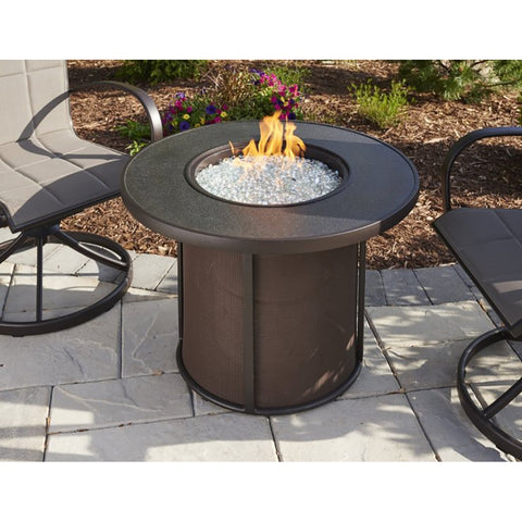 Image of The Outdoor GreatRoom Company Brown Stonefire Round Gas Fire Pit Table | SF-32-K