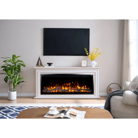 Image of Touchstone Sideline Elite Pro 50-inch White semi-gloss MDF Smart Electric Fireplace with Encase Surround Mantel | 91004