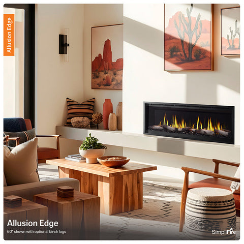Image of SimpliFire Allusion Edge 50" Linear Electric Recessed Fireplace | SF-ALLE50