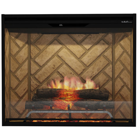 NEW! Dimplex Revillusion® 36-Inch Portait Built-In Electric Fireplace - Herringbone Backer Panels - REV36P-HB | 500005736