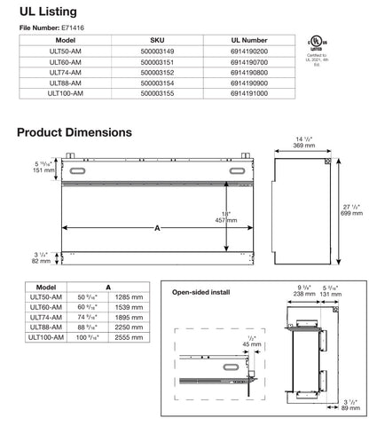 Image of Dimplex Ignite Ultra 60" Linear Electric Fireplace | Built-In | Single Sided Or Multi Sided | ULT60-AM | 500003151