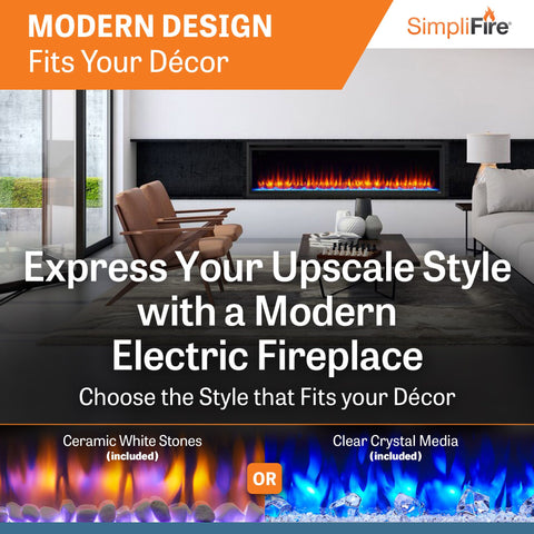 Image of SimpliFire Allusion Platinum 72" Wall Mount/Recessed Linear Electric Fireplace | SF-ALLP72-BK