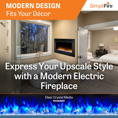 Image of SimpliFire Allusion 40" Wall Mount/Recessed Linear Electric Fireplace | SF-ALL40-BK