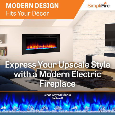 Image of SimpliFire Allusion 48" Wall Mount/Recessed Linear Electric Fireplace | SF-ALL48-BK