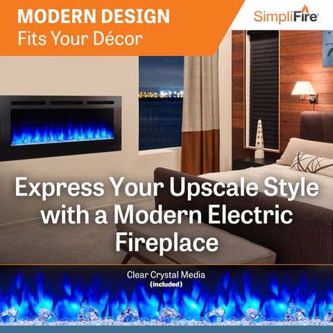 Image of SimpliFire Allusion 60" Wall Mount/Recessed Linear Electric Fireplace | SF-ALL60-BK