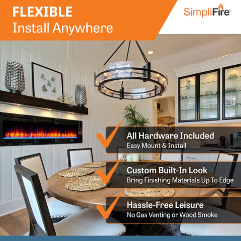 Image of SimpliFire Allusion 60" Wall Mount/Recessed Linear Electric Fireplace | SF-ALL60-BK