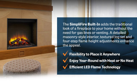 Image of SimpliFire 36" Built-In Electric Fireplace | SF-BI36-EB