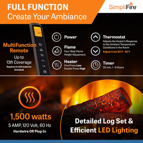 Image of SimpliFire 25" Traditional Electric Fireplace Insert | SF-INS25