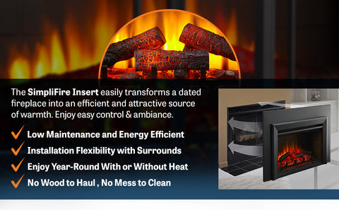 Image of SimpliFire 35" Traditional Electric Fireplace Insert | SF-INS35