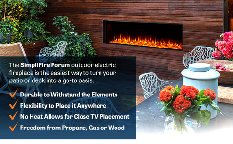 Image of SimpliFire Forum Outdoor 55" Built-In/Recessed Linear Electric Fireplace | SF-OD55