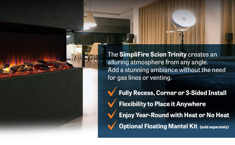 Image of SimpliFire 55" Scion Trinity Electric Fireplace | SF-SCT55-BK