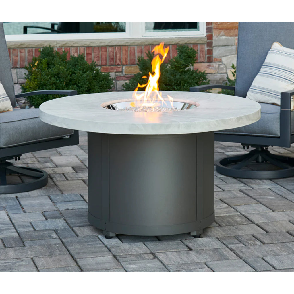 The Outdoor GreatRoom Company White Onyx Beacon Round Gas Fire Pit Table | BC-20-WO