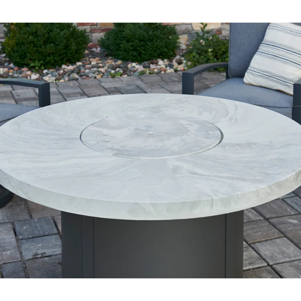 The Outdoor GreatRoom Company White Onyx Beacon Round Gas Fire Pit Table | BC-20-WO