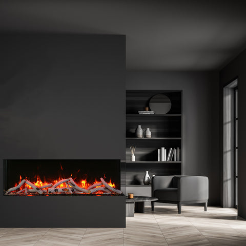 Image of Amantii Tru-View Slim 60" Indoor/Outdoor Built-In 3-Sided Glass Smart Electric Fireplace | 60-TRV-SLIM