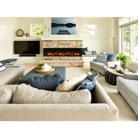 Image of Amantii Tru-View Slim 72" Indoor/Outdoor Built-In 3-Sided Glass Smart Electric Fireplace | 72-TRV-SLIM