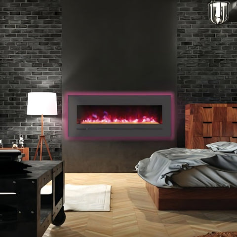 Image of Amantii WM-FML-STL Linear 48" Electric Fireplace | WM-FML-48-5523-STL