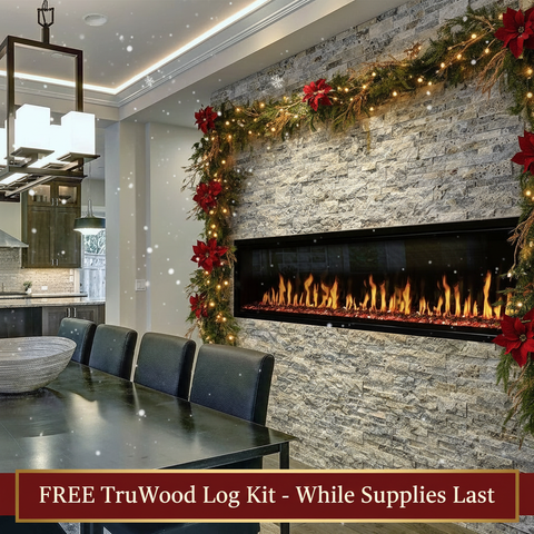 Modern Flames Orion Slim 100" Virtual Fireplace | Built-In Or Wall Mounted | Single Sided | OR100-SLIM | Tall Flame Upgrade Included