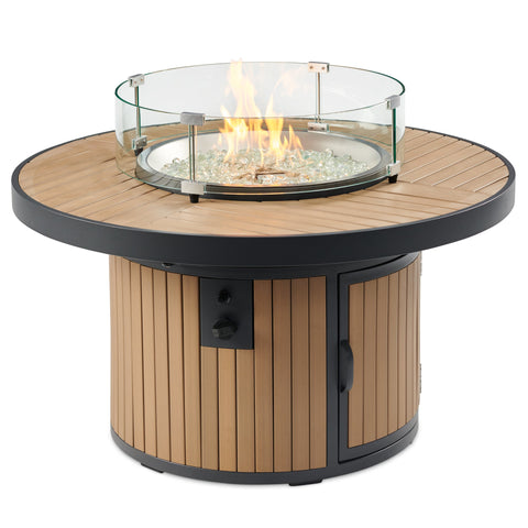 The Outdoor GreatRoom Company Light Tan Brooks Round Gas Fire Pit Table | BRK-20-19-LT-K