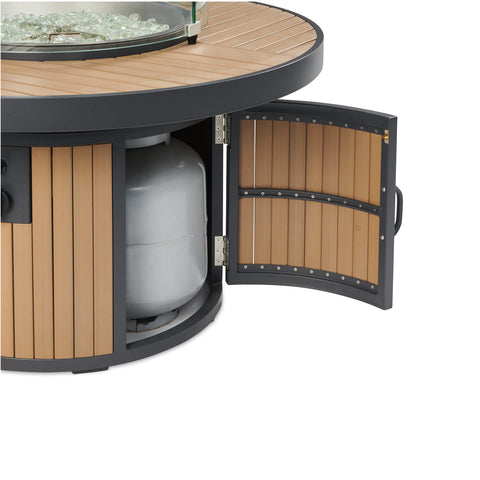 Image of The Outdoor GreatRoom Company Light Tan Brooks Round Gas Fire Pit Table | BRK-20-19-LT-K