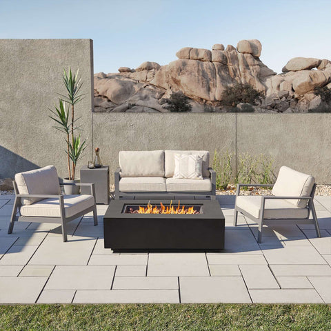 Image of Real Flame Aegean 50" Rectangle Propane or Natural Gas Fire Pit Table | C9813LP-BLK