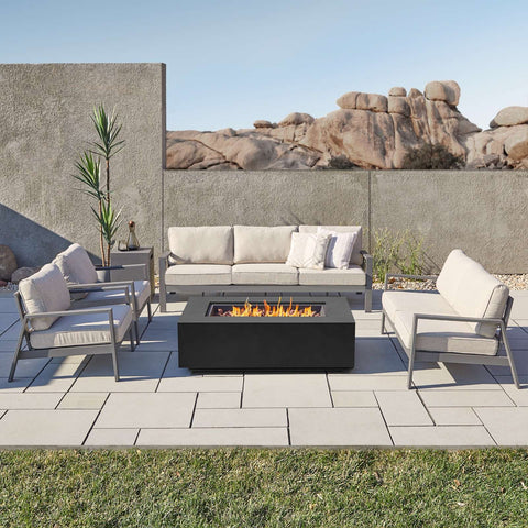 Real Flame Aegean 50" Rectangle Propane or Natural Gas Fire Pit Table | C9813LP-BLK