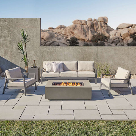 Image of Real Flame Aegean 50" Rectangle Propane or Natural Gas Fire Pit Table | C9813LP-MGRY