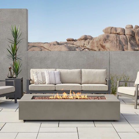 Image of Real Flame Aegean 70" Rectangle Propane or Natural Gas Fire Pit Table | C9814LP-MGRY