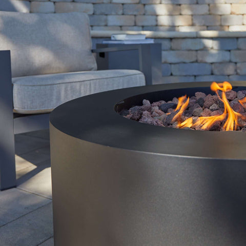 Image of Real Flame Aegean Round Propane or Natural Gas Fire Pit Table | C9815LP-BLK