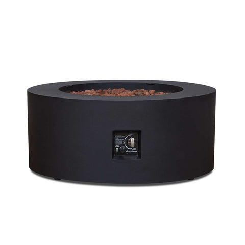 Image of Real Flame Aegean Round Propane or Natural Gas Fire Pit Table | C9815LP-BLK
