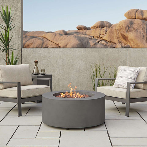 Real Flame Aegean Round Propane or Natural Gas Fire Pit Table | C9815LP-WSLT